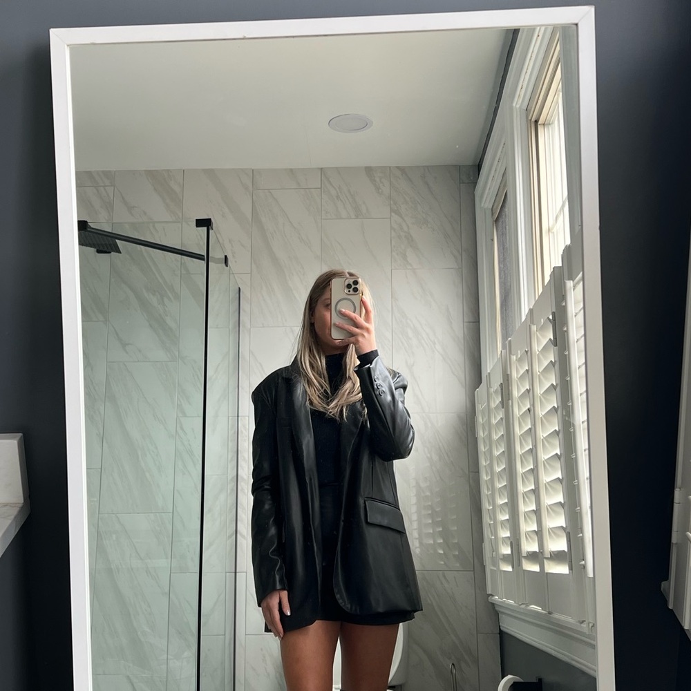 Bershka Faux Leather Blazer Jacket - Picture 3 of 3